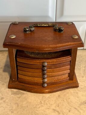 Vintage Wood Drawer Coaster Set